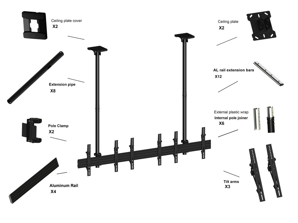 Multibrackets M3477 Потолочное крепление для 3 х ЖК панелей 40-65 Multibrackets M3477 Потолочное крепление для 3 х ЖК панелей 40-65