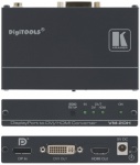 VM-2DH — совместимый с HDCP преобразователь сигнала DisplayPort в DVI и HDMI с усилителем-распределителем.
