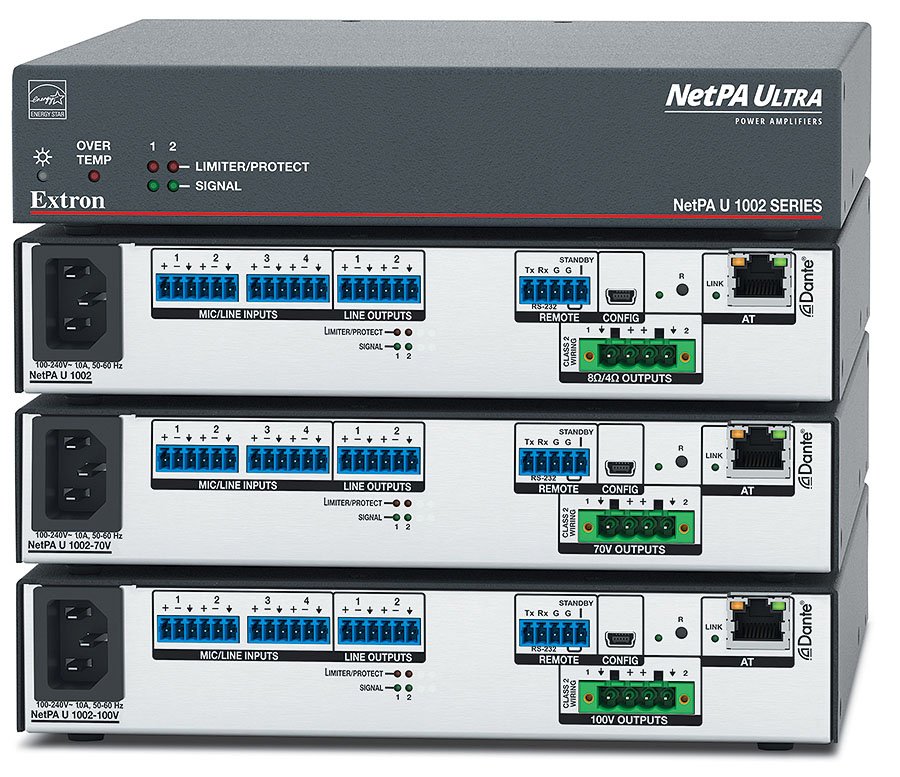 Extron NetPA U 1002 Двухканальный усилитель с Dante, 100 Вт при 8 или 4 Ом - pic_2 Extron NetPA U 1002 Двухканальный усилитель с Dante, 100 Вт при 8 или 4 Ом - pic_2