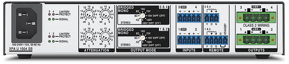 Extron XPA U 1004 SB Четырёхканальный усилитель с режимом моста 100/200 Вт на канал -pic_3 Extron XPA U 1004 SB Четырёхканальный усилитель с режимом моста 100/200 Вт на канал -pic_3