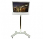 Стойка-тележка для одного до 32" ЖК-монитора, цвет - серебряное основание/серебряная штанга