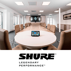 Микрофонные массивы Shure Microflex Advance установлены в многофункциональном конференц-зале