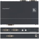 VM-200HDCP — усилитель-распределитель для сигналов DVI. Прибор выполняет перетактирование сигнала и компенсацию АЧХ кабеля, после чего выдает сигнал соответственно на два одинаковых выхода.