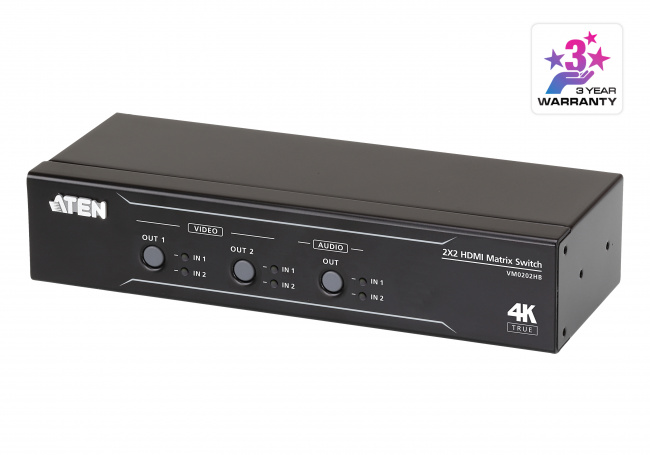 Aten VM0202HB - Матричный HDMI-коммутатор 2x2 True 4K с функцией извлечения звука Aten VM0202HB - Матричный HDMI-коммутатор 2x2 True 4K с функцией извлечения звука