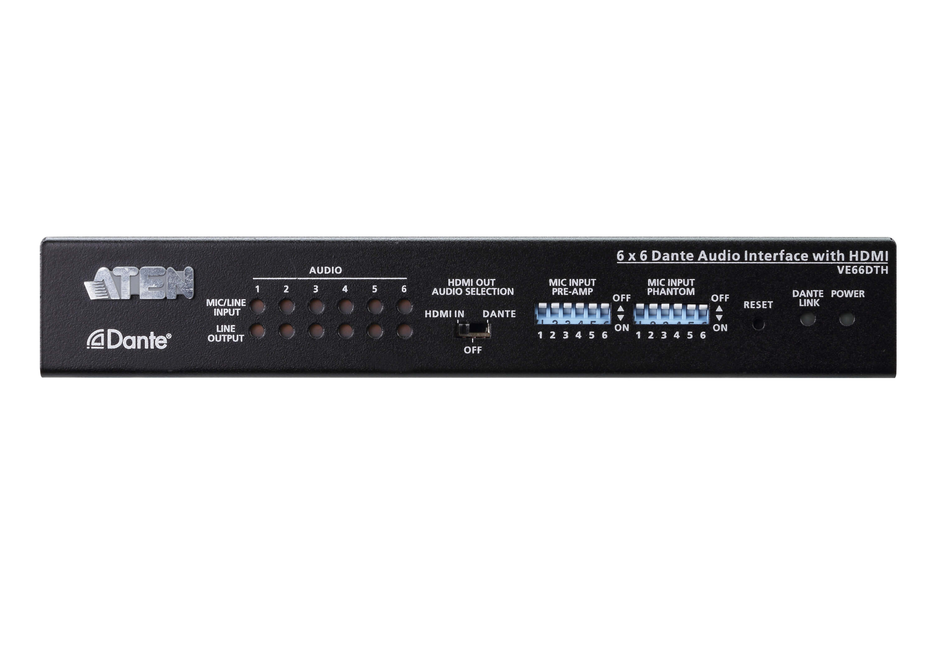 ATEN VE66DTH - 6 x 6 звуковой интерфейс Dante с HDMI - 03 ATEN VE66DTH - 6 x 6 звуковой интерфейс Dante с HDMI - 03