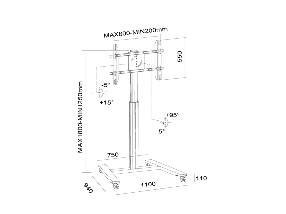 Multibracket M6102 Мобильная моторизированная стойка для ЖК-панели 30-60 Multibracket M6102 Мобильная моторизированная стойка для ЖК-панели 30-60