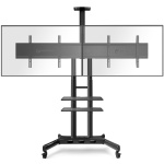 Стойка для двух дисплеев с кронштейном 40"-65", мобильная, чёрная