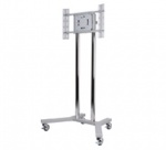 Стойка-тележка для одного до 65" ЖК-монитора, цвет - серебряное основание/хромированные штанги