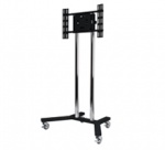 Стойка-тележка для одного до 65" ЖК-монитора, цвет - черное основание/хромированные штанги