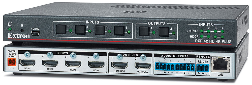 DXP 42 HD 4K PLUS Матричный коммутатор HDMI 4K/60 4x2 с 2 аудиовыходами-pic_01 DXP 42 HD 4K PLUS Матричный коммутатор HDMI 4K/60 4x2 с 2 аудиовыходами-pic_01