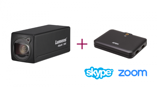 Lumens VC-BC701PB + Aten UC3021 - Комплект видеокамеры с поддержкой USB-C для работы с Zoom, Skype, OBS (Корпусная 4K UHD камера черная + USB-конвертер) Lumens VC-BC701PB + Aten UC3021 - Комплект видеокамеры с поддержкой USB-C для работы с Zoom, Skype, OBS (Корпусная 4K UHD камера черная + USB-конвертер)