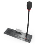 Врезной микрофонный пульт председателя со встроенным громкоговорителем, с 5 кнопками для голосования, селектором каналов, считывателем RFID карт. Поставляется без микрофона