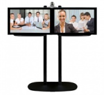 Стойка для двух 42" ЖК-мониторов с полкой для камеры, цвет - серебряное основание/хромированные штанги