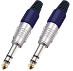 Разъём прямой, кабельный, никелированный, джек 6.35мм симметричный "папа" (корпус цинковый сплав, пурпурный)