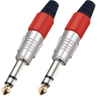 Разъём прямой, кабельный, никелированный, джек 6.35мм симметричный "папа" (корпус цинковый сплав, оранжевый)