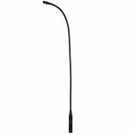 Кардиоидный конденсаторный микрофон на гибкой стойке типа «гусиная шея», с RF-защитой, LED индикатором и функцией приглушения, разъем 3 Pin Male XLR. Длина 680 мм. Цвет черный