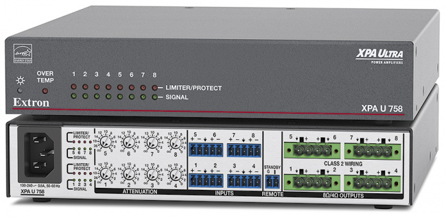 Extron XPA U 758 Восьмиканальный низкоомный усилитель – 75 Вт на канал при сопротивлении 8 Ом - pic_1 Extron XPA U 758 Восьмиканальный низкоомный усилитель – 75 Вт на канал при сопротивлении 8 Ом - pic_1