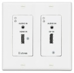 Передатчик DTP на длинные дистанции с двумя входами для DisplayPort и HDMI и эмбедированием аудио - настенная панель Decorator, 100 м