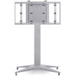 Напольная стойка для ЖК панели, от 55" до 65", VESA стандарт, с регулировкой крепления, 4 колеса, полка в комплекте, цвет серый