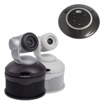 АВ-решение для переговорных комнат: поворотная камера ConferenceSHOT AV со встроенным динамиком, настольный микрофон EasyMic Table MicPOD с эхоподавлением / 999-9995-301 (черная камера) 999-9995-301W (белая камера)