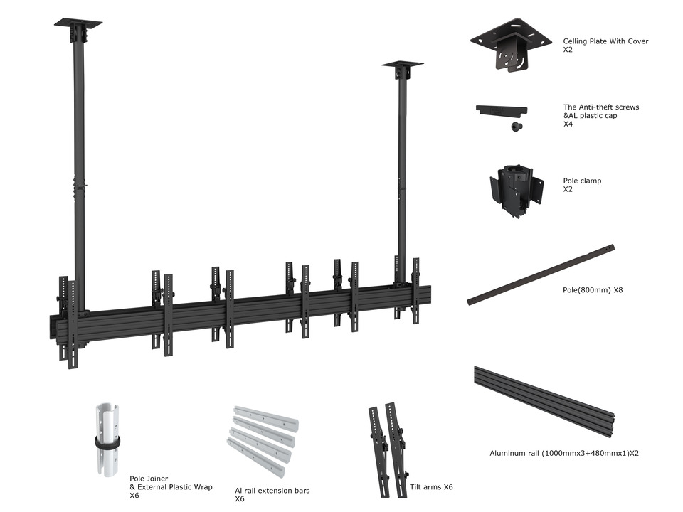 Multibrackets M3507 Потолочное крепление для 6-ти ЖК панелей тип Multibrackets M3507 Потолочное крепление для 6-ти ЖК панелей тип