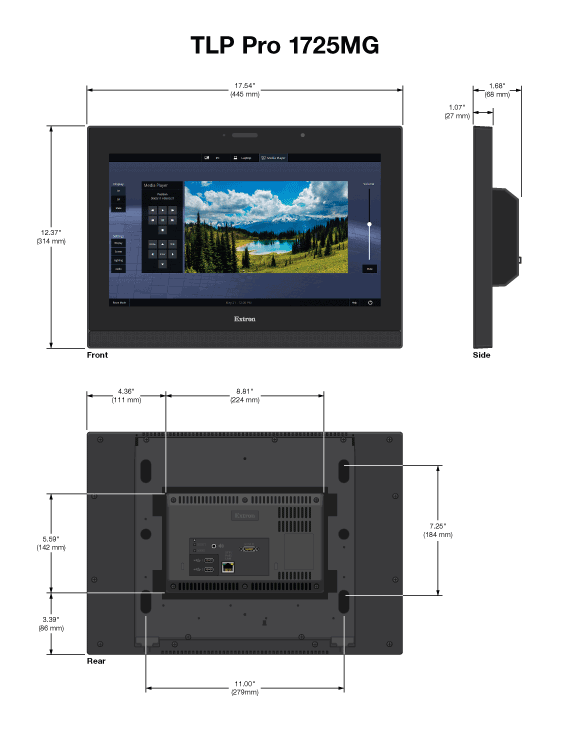 Чертеж Extron TLP Pro 1725MG Чертеж Extron TLP Pro 1725MG