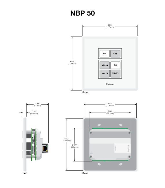 Чертеж Extron nbp50 Чертеж Extron nbp50