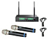Двухканальная комбинированная UHF радиосистема с двумя ручными конденсаторными суперкардиоидными микрофонами, 518 - 542 МГц, батарейки